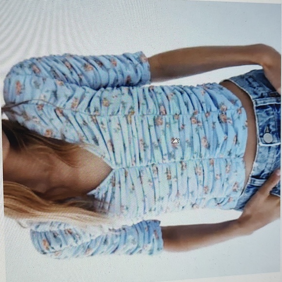 Zara Tops - NWT - Zara Women's Blue Tulle Ruched Top Size Small